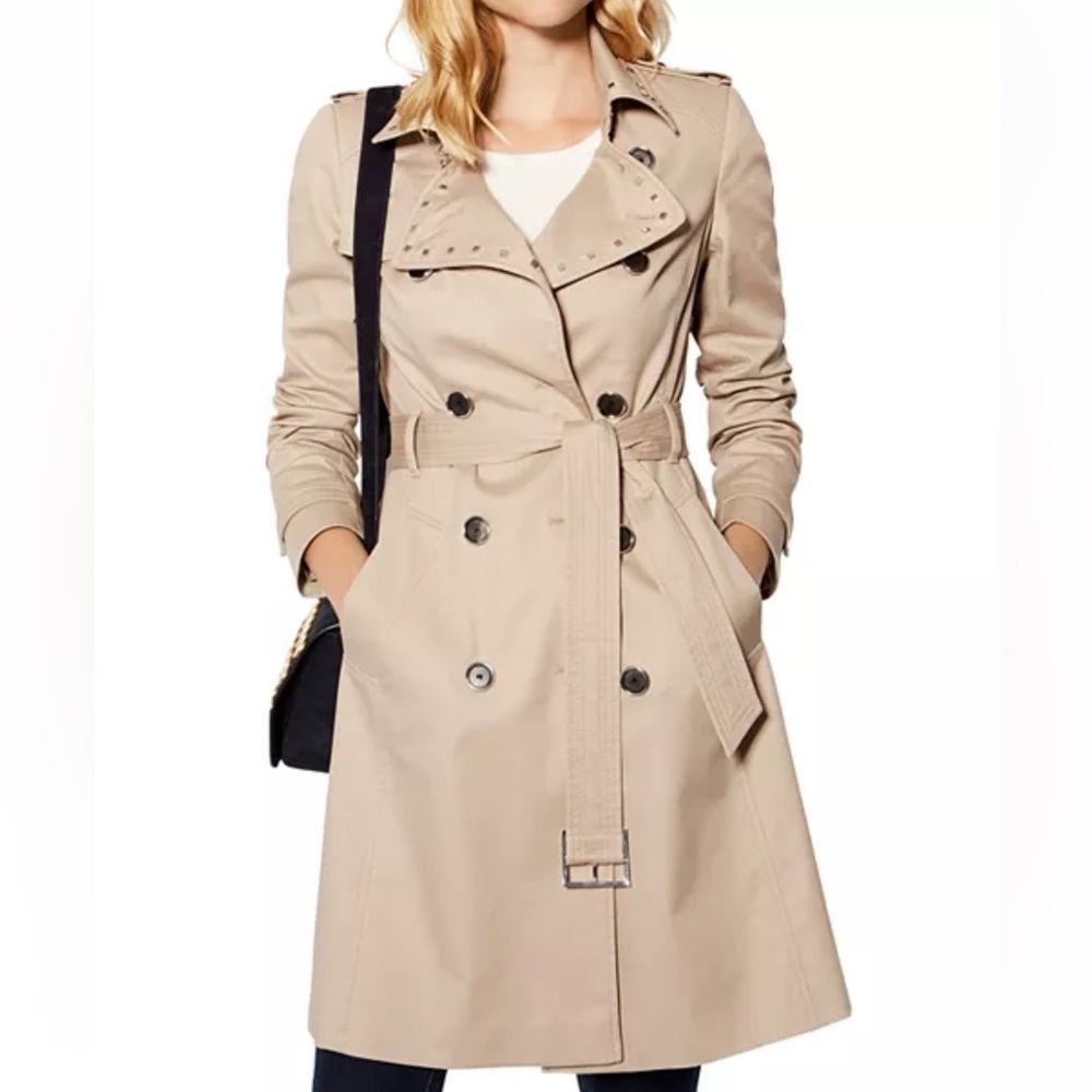 Karen Millen Studded-Collar Trench Coat US Size 2